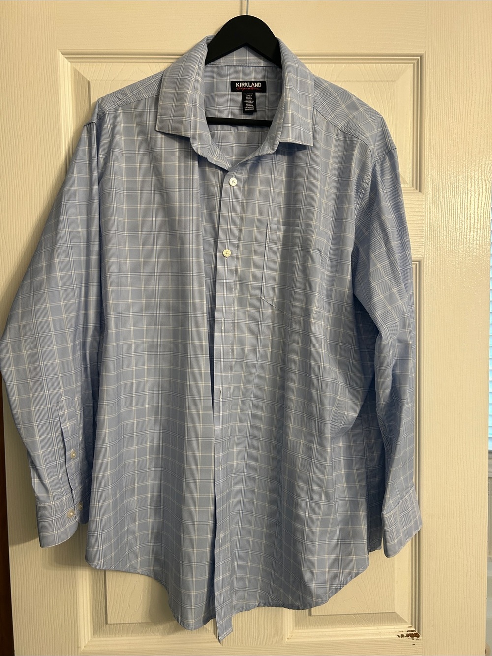 Kirkland Signature Light Blue Plaid Men’s Dress Shirt